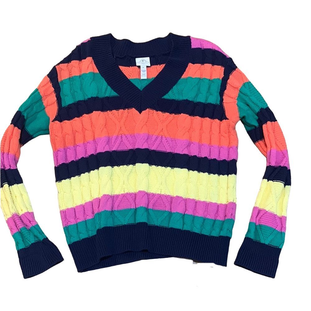 St. John's Bay Pink and Orange V-Neck Sweater box 24